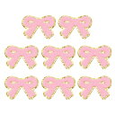 8 PCS ボウチェニールパッチ グリッター金エッジ 刺繍パッチ アイロンアップリケ 服のDIY バッグラップトップ装飾 ピンク