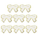 8 PCS ボウチェニールパッチ グリッター金エッジ 刺繍パッチ アイロンアップリケ 服のDIY バッグラップトップ装飾 ホワイト