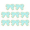 8 PCS ボウチェニールパッチ グリッター金エッジ 刺繍パッチ アイロンアップリケ 服のDIY バッグラップトップ装飾 ライトブルー