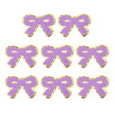 8 PCS ボウチェニールパッチ グリッター金エッジ 刺繍パッチ アイロンアップリケ 服のDIY バッグラップトップ装飾 パープル