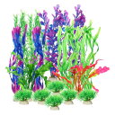 CAPASTEC プラスチック製の水槽用植物、カラフルな魚の水槽装飾セット、人工の水草、水槽の装飾用植物(カラフル、16個セット)