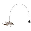 CAPASTEC ねこじゃらし 猫じゃらし 羽 鈴 釣り竿 プレミアムフェザー 猫用玩具 猫のお好みじゃらし吸盤式自動屋内猫用ねこ グレー ブラウン