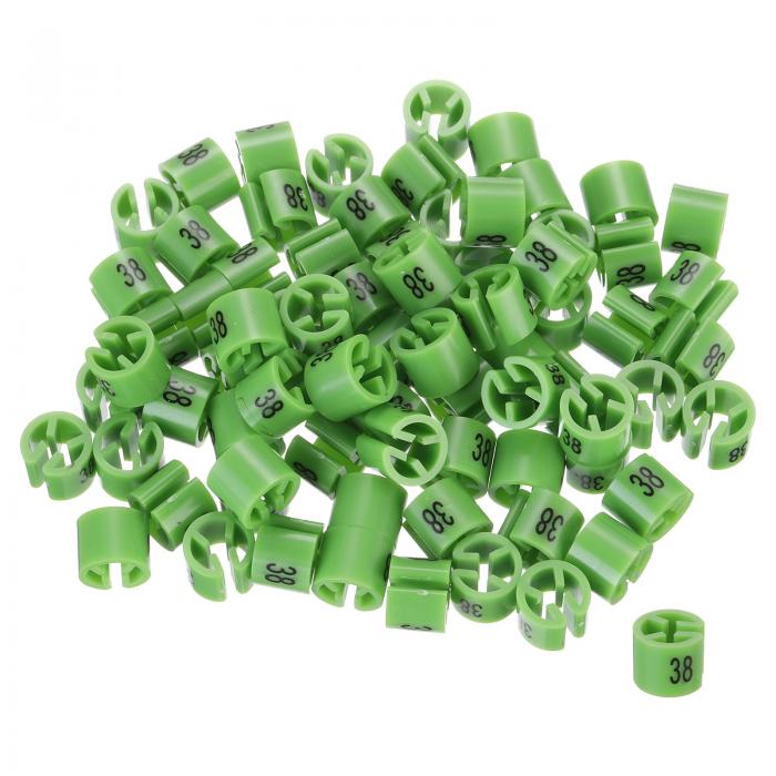衣類ハンガーマーカーナンバー38 タグ 3-5mm ロッド用 緑 ガーメント クロージング カラーコーディング 100個入り