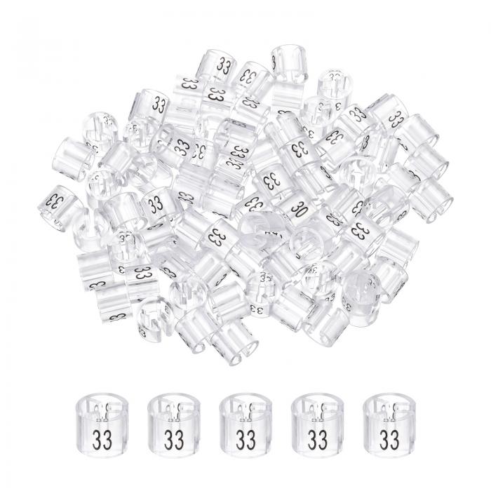 衣類ハンガーマーカーカラーハンガーサイザー衣料品マーカータグ(ナンバー33 透明)衣料品衣料品カラーコーディング用 100個入り