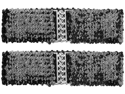 ベルト 弾性ウエスト スパンコール インタールッキング バックル レディース ブラック&ブラック One Size ベルト 弾性ウエスト スパンコール インタールッキング バックル レディース ブラック&ブラック One Size