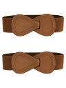 Allegra K 2Pcs Interlock 8-shaped Buckle Elastic Faux Leather Stretch Waist Belt...