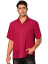 Lars Amadeus メンズ用 シアーシャツ 半袖 シースルートップス ボタンダウン ポイントカラー クラブウェア シャツ ワインレッド 2XL