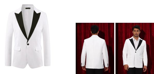 Lars Amadeus 男性用ビジネススポーツコート ピークラペル クラシック シングルブレスト スーツジャケット メンズ ホワイト S