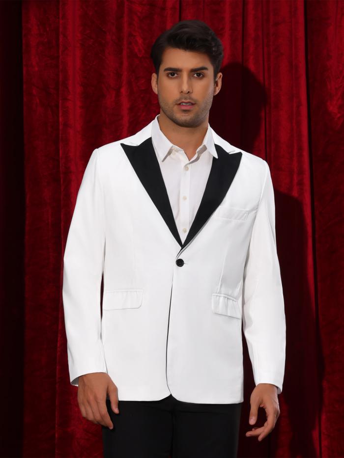 Lars Amadeus 男性用ビジネススポーツコート ピークラペル クラシック シングルブレスト スーツジャケット メンズ ホワイト S