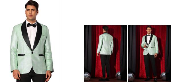 Lars Amadeus メンズ グリッターブレザー ショールラペル ウェディング メタリック スポーツコート パーティー 輝く スーツジャケット グリーン XL