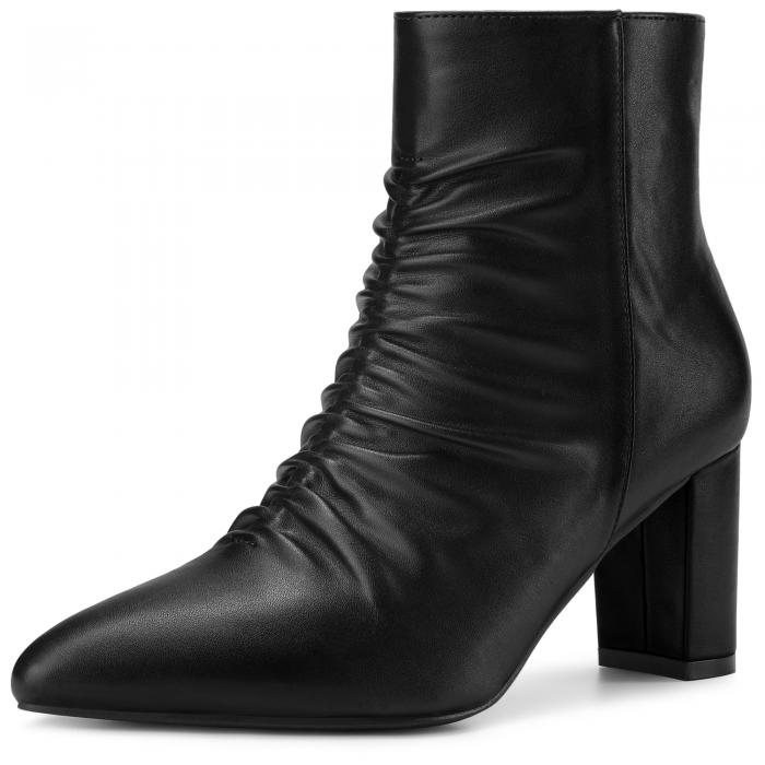 【期間限定10％OFF】Perphy ポインテッドトゥ スラウチド ブロックヒール アンクルブーツ レディース ..