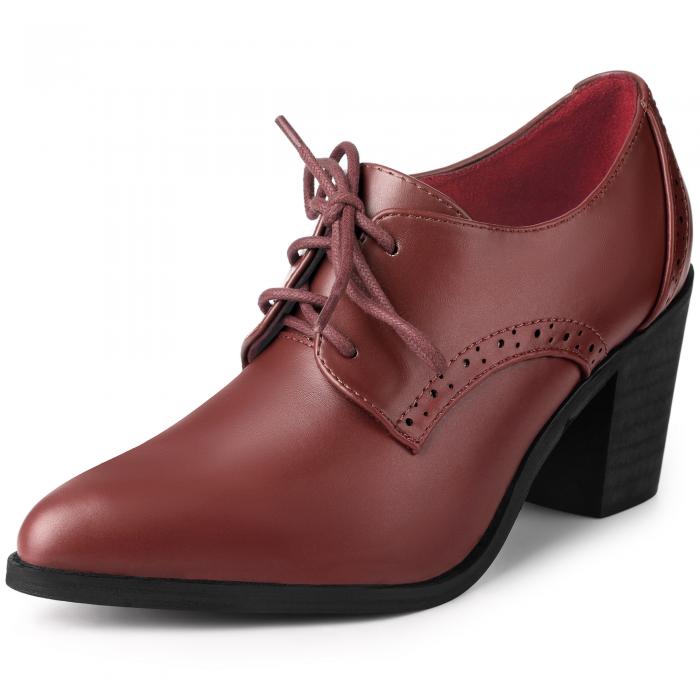 Perphy 女性用ポインティトゥレースアップブロックヒールアンクルブーティ ブルゴーニュ 23.5cm