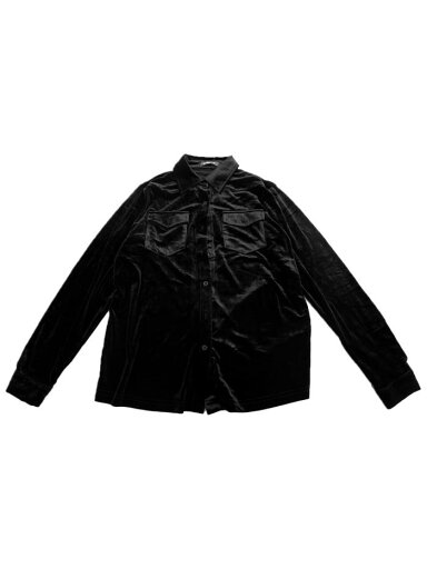 Allegra K トップス ベルベットシャツ 長袖ブラウス 冬 ボタンダウン カジュアル レディース ブラック S Allegra K トップス ベルベットシャツ 長袖ブラウス 冬 ボタンダウン カジュアル レディース ブラック S