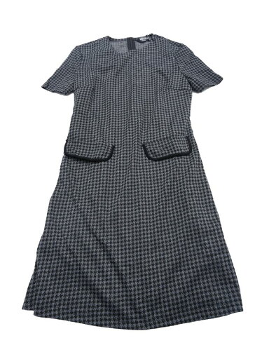 Allegra K チェックワンピース 半袖ドレス ビンテージ 千鳥格子 ラウンドネック 通勤 レディース グレーの千鳥格子 S Allegra K チェックワンピース 半袖ドレス ビンテージ 千鳥格子 ラウンドネック 通勤 レディース グレーの千鳥格子 S