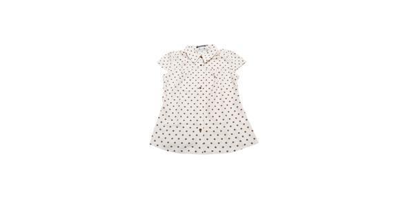 Allegra K 水玉トップス シャツ 半袖 ヴィンテージ カジュアル レディース ダークベージュ S
