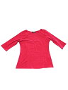 Allegra K スリム Tシャツ ハーフスリーブ ラウンドネック 丸首 無地 レディース ブライトレッド L(4)