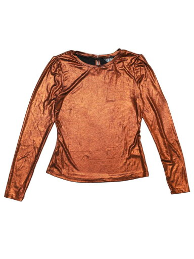 Allegra K レディース メタリックシャツ 輝く ディスコ パーティー用 トップス ダークオレンジ XS Allegra K レディース メタリックシャツ 輝く ディスコ パーティー用 トップス ダークオレンジ XS