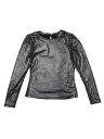 Allegra K レディース メタリックシャツ 輝く ディスコ パーティー用 トップス ダークシルバー XL