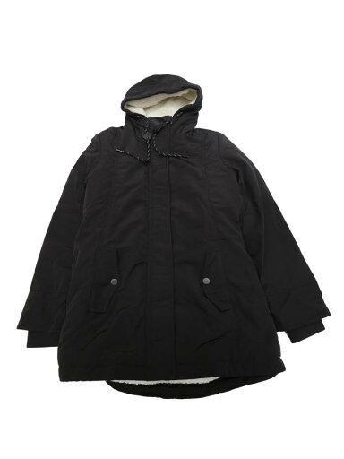 Allegra K レディース パーカーコート タイウエストポケット フェイクファー フード付きジャケット ブラック M Allegra K レディース パーカーコート タイウエストポケット フェイクファー フード付きジャケット ブラック M