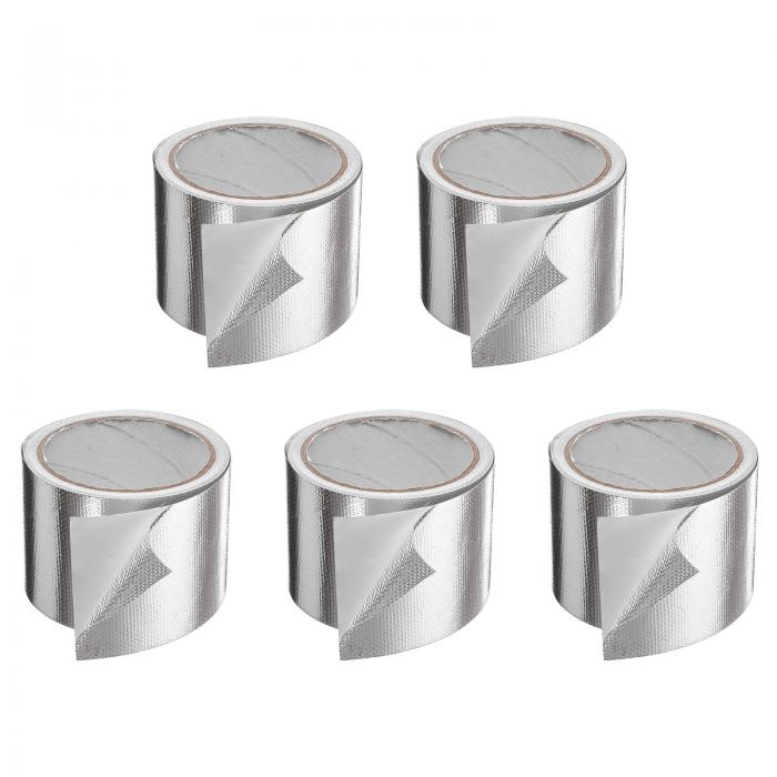 5個のヒートシールドテープ 3.14" x 32.8 ft 防水 日焼け止め 音響断熱 高温耐性 シルバーアルミテープ..