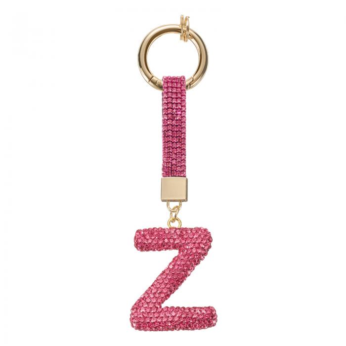 アルファベットZ文字バッグ装飾 ラインストーン イニシャル アルファベットレター装飾 アクセサリー キーチェーン ブレスレット リストバンド ネックレス 宝石メイキング バッグ ローズレッド