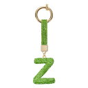 アルファベットZ文字バッグ装飾 ラインストーン イニシャル アルファベットレター装飾 アクセサリー キーチェーン ブレスレット リストバンド ネックレス 宝石メイキング バッグ ライト緑(3)