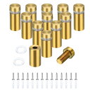 12個1/2" x 1-1/5" スタンドオフスクリュー ステンレススチール壁掛け看板取り付け金具キット 14個 ネジ付き アクリルガラス看板広告ボード掛け用 ドゴールド