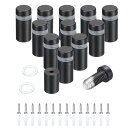12個1/2" x 4/5"スタンドオフスクリュー ステンレススチール壁掛け看板取り付け金具キット 14個 ネジ付き アクリルガラス看板広告ボード掛け用 黒