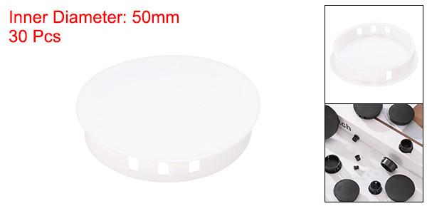 30個のナイロンプラスチックホールプラグ 2"(50mm)ラウンドドリルスクリューホールプラグカバーノックアウトロッキングプラスチックプラグインサートエンドキャップ キッチンキャビネット家具用 ホワイト [2]