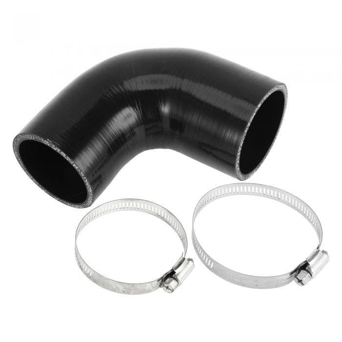 X AUTOHAUX 1セット57mm/2.24"-63 mm/2.48" ID 90mm/3.54" 長さ 90度 ブラック カーシリコンホース ク..