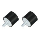 M10 スレッド ラバーマウント 振動アイソレータ スタッド付き円筒形ショックアブソーバー 50 x 40mm 2個