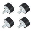 M10 スレッド ラバーマウント 振動アイソレータ スタッド付き円筒形ショックアブソーバー 40 x 20mm 4個