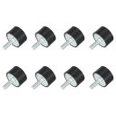 M6スレッドラバーマウント 振動アイソレータ スタッド付き円筒形ショックアブソーバー 25 x 15mm 8個