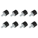 M8スレッドラバーマウント 振動アイソレータ スタッド付きシリンドリカルショックアブソーバー25 x 20mm 8個