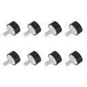M8スレッドラバーマウント 振動アイソレータ スタッド付き円筒形ショックアブソーバー 30 x 15mm 8個