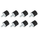 M8スレッドラバーマウント 振動アイソレータ スタッド付き円筒形ショックアブソーバー 30 x 25mm 8個