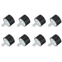 M10 スレッド ラバーマウント 振動アイソレータ スタッド付き円筒形ショックアブソーバー 40 x 25mm 8個