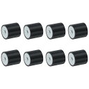 8個25 x 25mm M6スレッド女性用ゴムマウント 振動アイソレータ アンチ振動パッドフラットサイレントブロックベースブロック 交?用