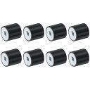 8個25 x 25mm M8スレッド女性用ゴムマウント 振動アイソレータ アンチ振動パッドフラットサイレントブロックベースブロック 交?用