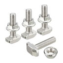 M6x25mm TスロットドロップインボルトとM6六角フランジナットセット 20セット槌ヘッドTボルトTシェイプスタッドスライディングスクリュー 30シリーズアルミニウムプロファイル用