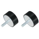 M10 スレッド ラバーマウント 振動アイソレータ スタッド付き円筒形ショックアブソーバー 60 x 25mm 2個