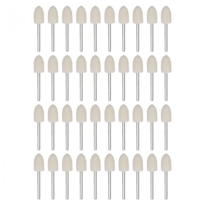 40個のウールフェルト取り付けマンドレル装飾10mmヘッド1/8インチシャンク円錐研磨ビットバーズフェル..