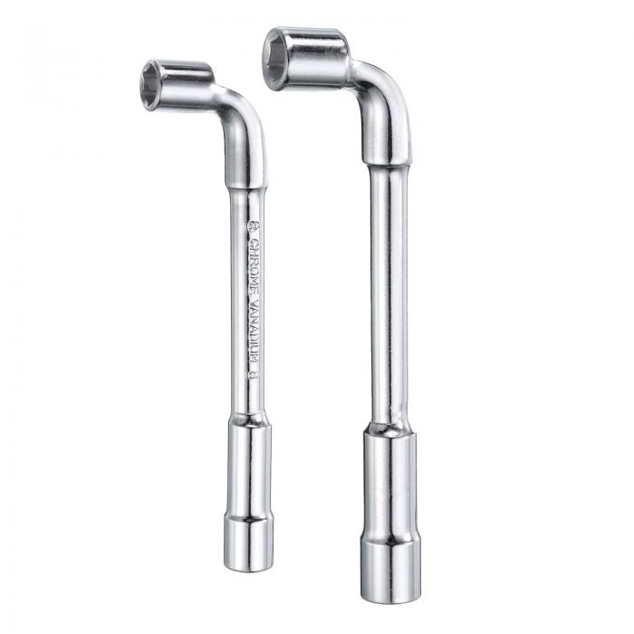 2個 L字型角度ソケットスパナ 8mm 9mm 高炭素鋼 両端メトリック六角6点管状ソケットレンチ 一般修理 パ..