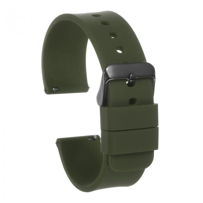 24mm幅 シリコンウォッチバンド クイックリリース 柔らかいラバー製交換用ウォッチストラップ 黒ステンレススチールバックル付き 男性女性用 緑