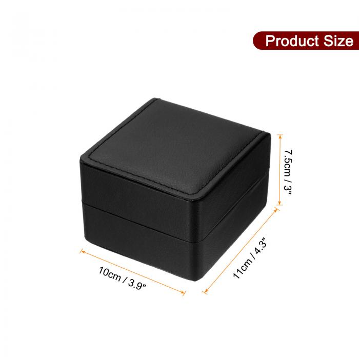 シングルウォッチケース PUレザーウォッチトラベル収納ディスプレイボックス 取り外し可能なクッション付き 多く 時計に対応 黒 角丸仕上げ