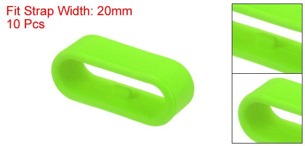 10個 ウォッチバンドフィックスリング シリコン製交換用ファスナーリング シリコンウォッチホルダーキーパー 18mm幅ウォッチバンド用 緑