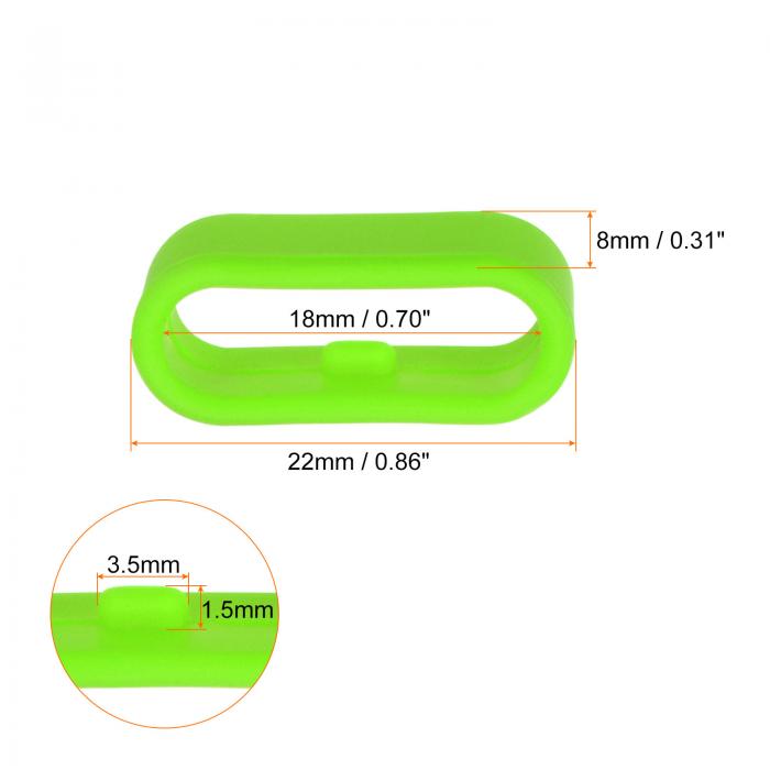 10個 ウォッチバンドフィックスリング シリコン製交換用ファスナーリング シリコンウォッチホルダーキーパー 18mm幅ウォッチバンド用 緑
