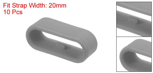 10個 ウォッチバンドフィックスリング シリコン製交換用ファスナーリング シリコンウォッチホルダーキーパー 18mm幅ウォッチバンド用 グレー