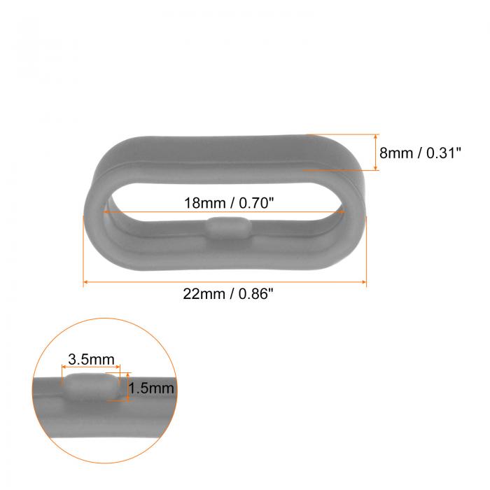 10個 ウォッチバンドフィックスリング シリコン製交換用ファスナーリング シリコンウォッチホルダーキーパー 18mm幅ウォッチバンド用 グレー