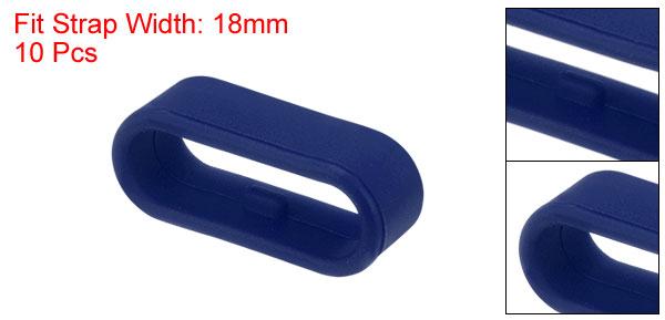 10個 ウォッチバンドフィックスリング シリコン製交換用ファスナーリング シリコンウォッチホルダーキーパー 18mm幅ウォッチバンド用 ダークブルー